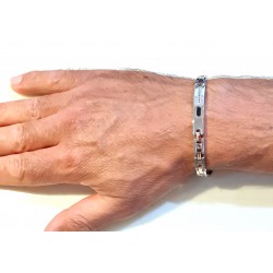 Bracciale Uomo ARKANO ABA008NR In Acciaio Con Diamanti Neri E Particolari Rosé