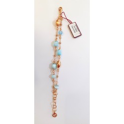 Bracciale Donna Sovrani J9062 A Doppio Filo In Ottone Dorato Con Pietre Celesti