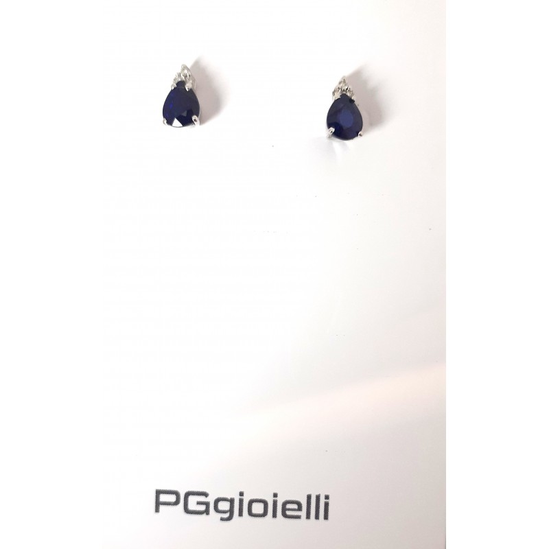 Orecchini Donna PG Gioielli ORCLOVER/2Z In Oro Bianco Con Zaffiro A Goccia