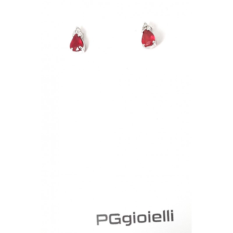 Orecchini Donna PG Gioielli ORCLOVER/2R In Oro Bianco Con Rubino A Goccia