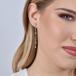 Orecchini Donna Luca Barra OK1344 Pendenti In Acciaio Con Cristalli Trasparenti