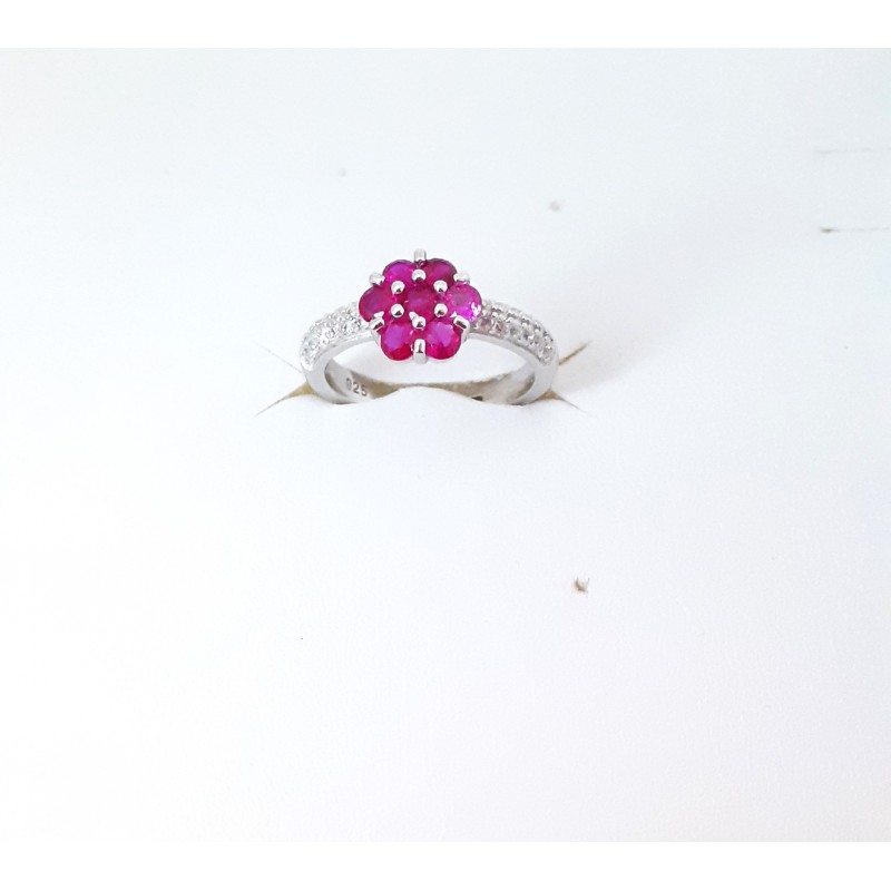 Anello Donna Trova Gioielli 9466-RS In Argento Con Fiore E Pietre Fucsia