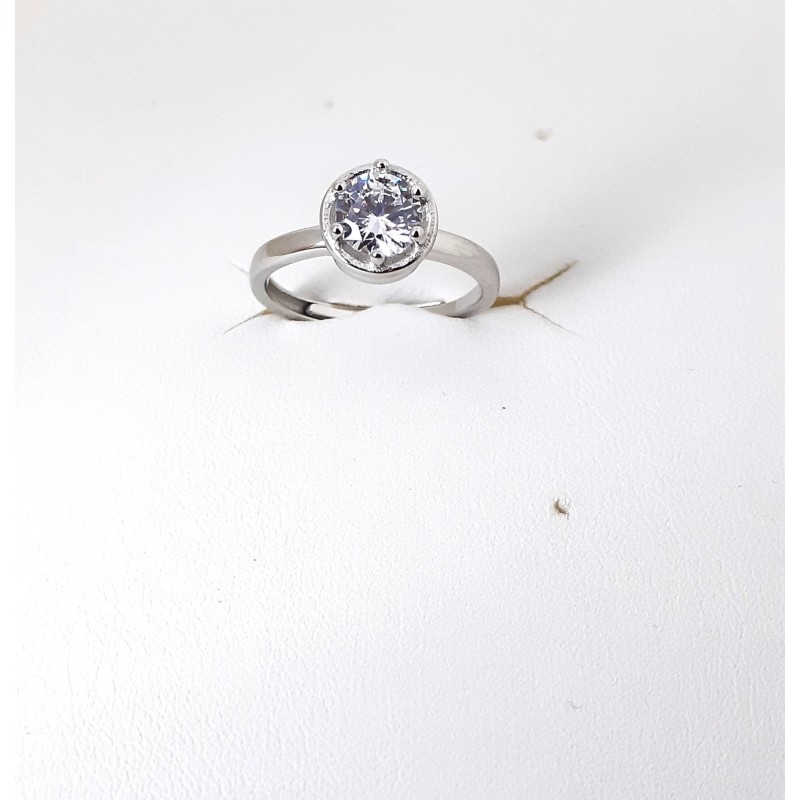 Anello Donna Trova Gioielli 7927-W In Argento Tipo Solitario Con Zircone