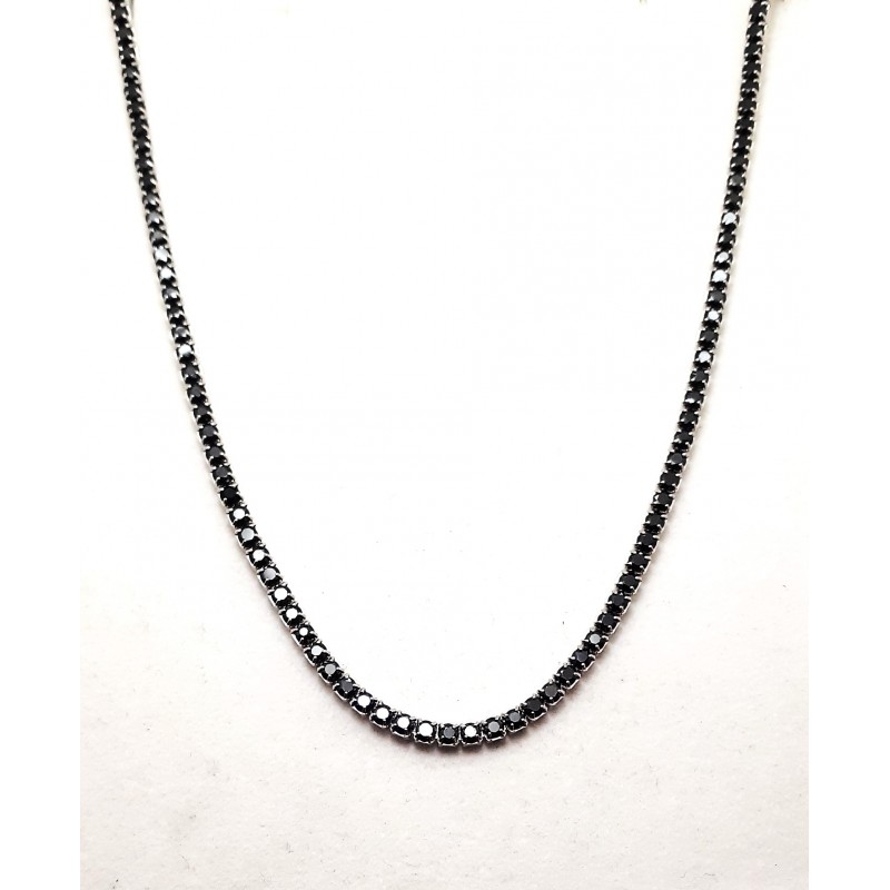 Collana Donna Gioja Argento CCL125 PN Tipo Tennis In Argento Con Pietre Nere