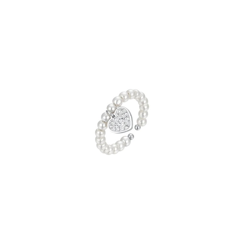 Anello Donna Luca Barra ANK527 Con Perline Bianche E Pendente Cuore