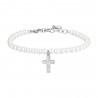 Bracciale Donna Luca Barra BK2688 In Acciaio Con Perle E Croce