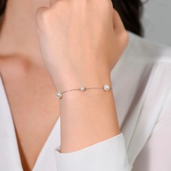 Bracciale Donna Luca Barra BK2687 In Acciaio Con Perle Sintetiche Bianche