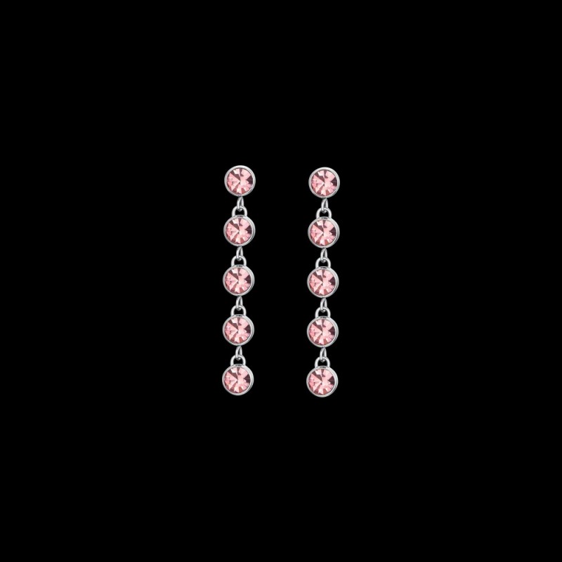 Orecchini Donna Luca Barra OK1382 In Acciaio Pendenti Con Cristalli Rosa