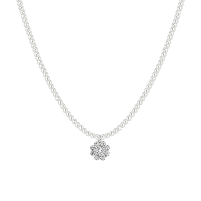 Collana Donna Luca Barra CK2035 In Perle Sintetiche Bianche Con Quadrifoglio