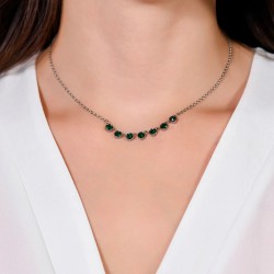 Collana Donna Luca Barra CK2043 In Acciaio Con Cristalli Verdi