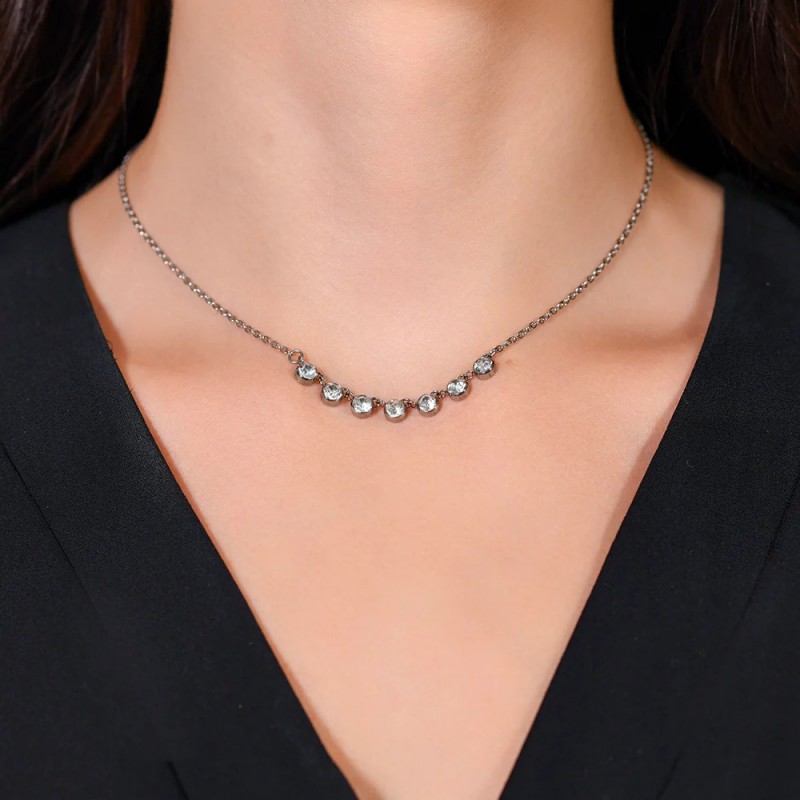 Collana Donna Luca Barra CK2041 In Acciaio Con Cristalli Trasparenti