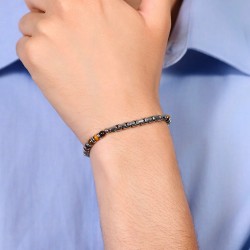 Bracciale Uomo Luca Barra BA1753 In Acciaio Con Pietre Occhio Di Tigre