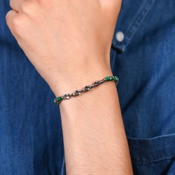 Bracciale Uomo Luca Barra BA1756 In Acciaio Con Pietre Verdi