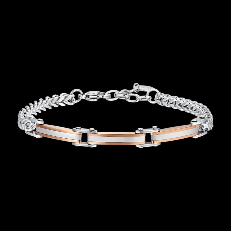 Bracciale Uomo Luca Barra BA1775 In Acciaio Con Elementi Rosé