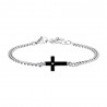 Bracciale Uomo Luca Barra BA1787 In Acciaio Con Croce Nera E Zircone