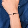 Bracciale Uomo Luca Barra BA1787 In Acciaio Con Croce Nera E Zircone