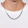 Collana Uomo Luca Barra CL340 In Acciaio Con Pietre Grigie E Turchesi