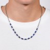 Collana Uomo Luca Barra CL339 In Acciaio Con Pietre Lapis E Bianche