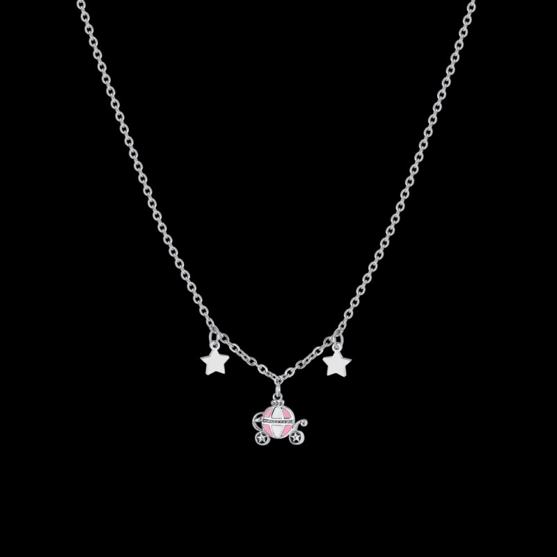 Collana Bimba Luca Barra JC155 In Acciaio Con Carrozza E Stelle