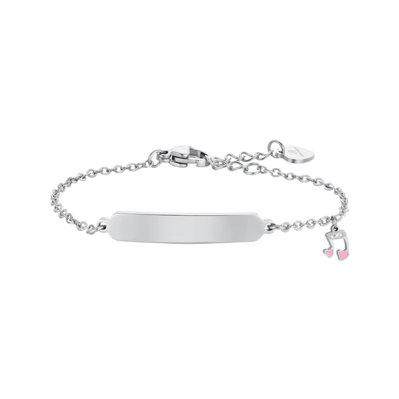 Bracciale Bambina Luca Barra JB222 In Acciaio Con Nota Musicale E Piastra