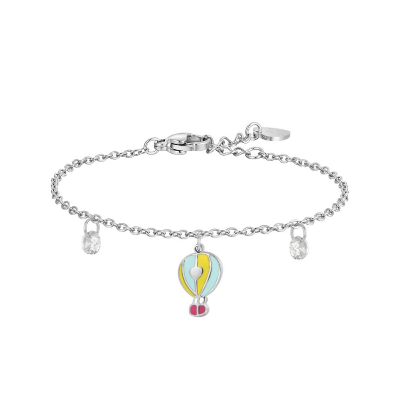Bracciale Bambina Luca Barra JB230 In Acciaio Con Mongolfiera E Zirconi