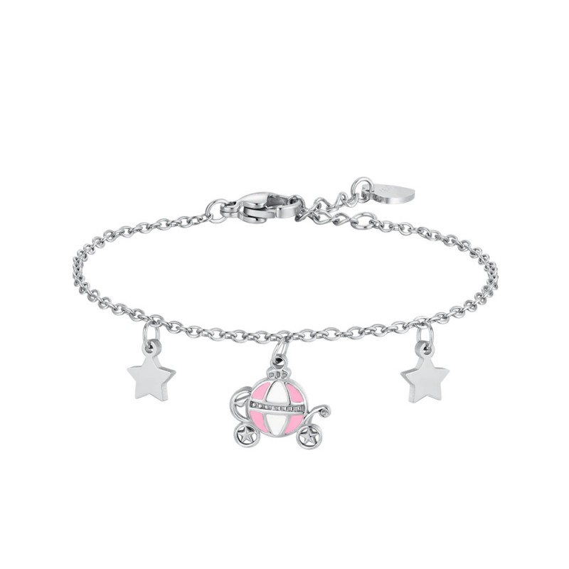Bracciale Bambina Luca Barra JB228 In Acciaio Con Carrozza E Stelle
