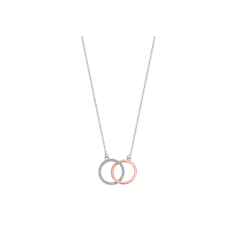 Collana Donna Lotus Silver LP1955-1/1 In Argento Con Cerchi Rosé E Argento