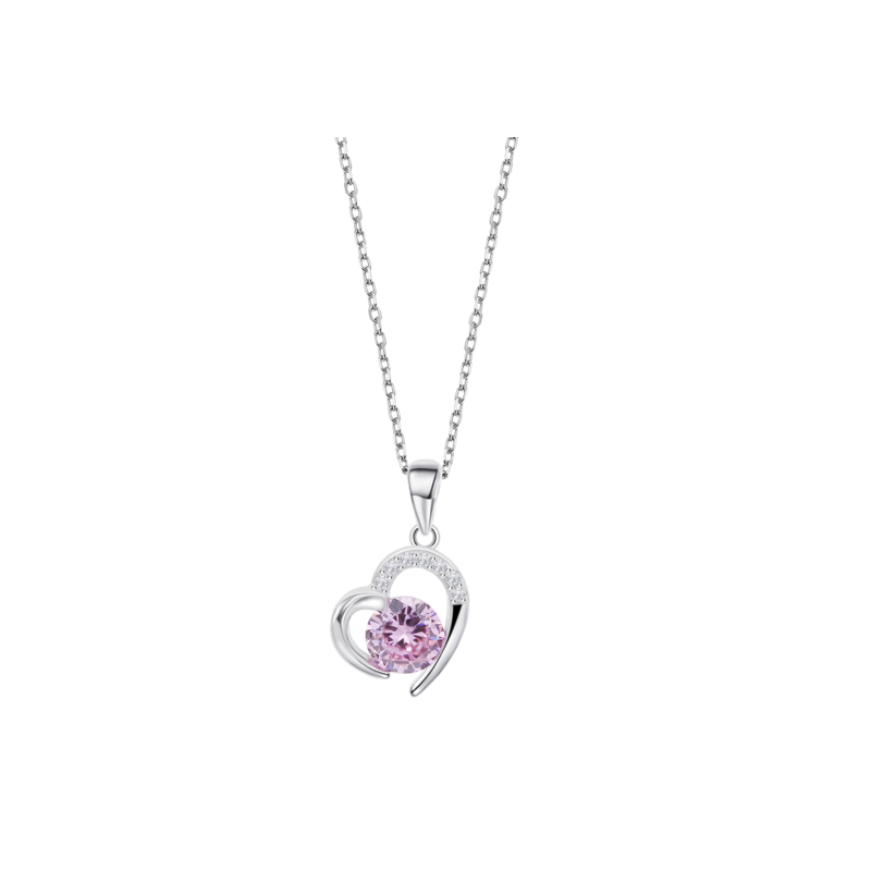 Collana Donna Lotus Silver LP3106-1/2 In Argento Con Cuore E Zircone Rosa