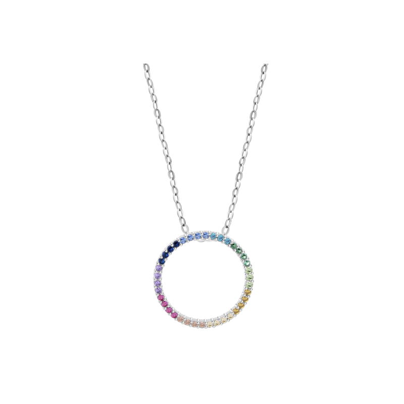 Collana Donna Lotus Silver LP3671-1/2 In Argento Con Cerchio E Zirconi Multicolore