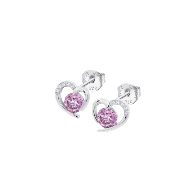 Orecchini Donna Lotus Silver LP3106-4/2 In Argento A Cuore Con Zircone Rosa
