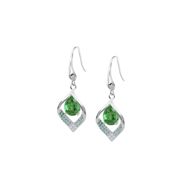 Orecchini Donna Lotus Silver LP3711-4/3 In Argento Con Zircone Verde A Goccia