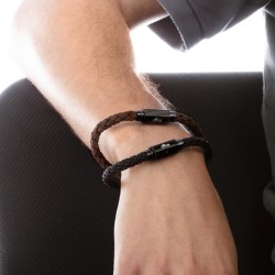 Bracciale Uomo Lotus Style LS2381/2/2 In Cuoio Marrone E Chiusura Acciaio IP Nero