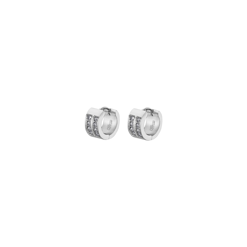 Orecchini Uomo Lotus Style LS2393/4/1 In Acciaio A Cerchio Con Strass