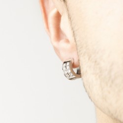 Orecchini Uomo Lotus Style LS2393/4/1 In Acciaio A Cerchio Con Strass