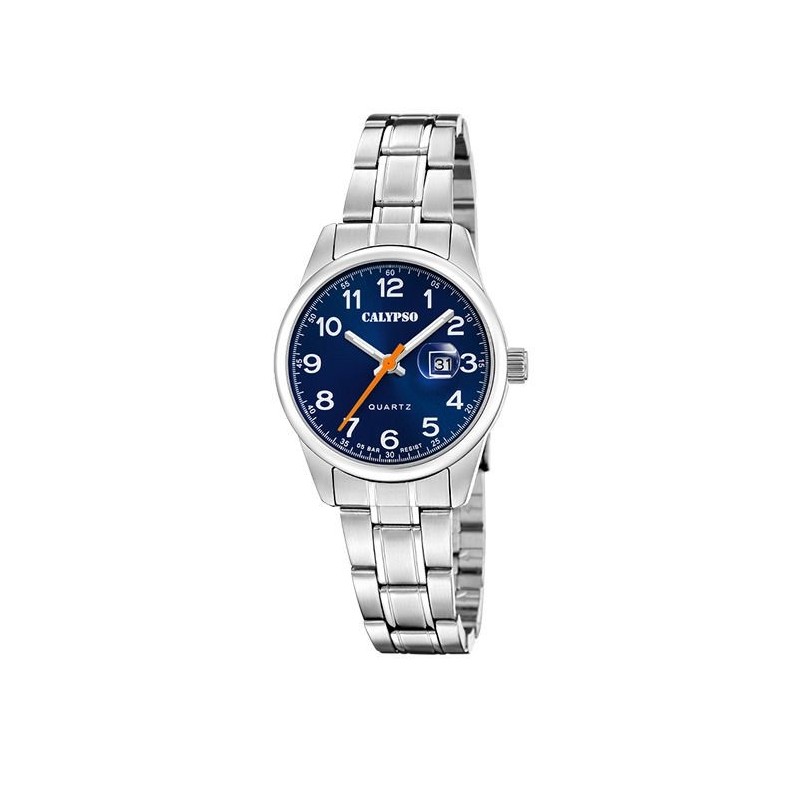 Orologio Donna Calypso K5873/4 Solo Tempo Classico In Acciaio Con Quadrante Blu