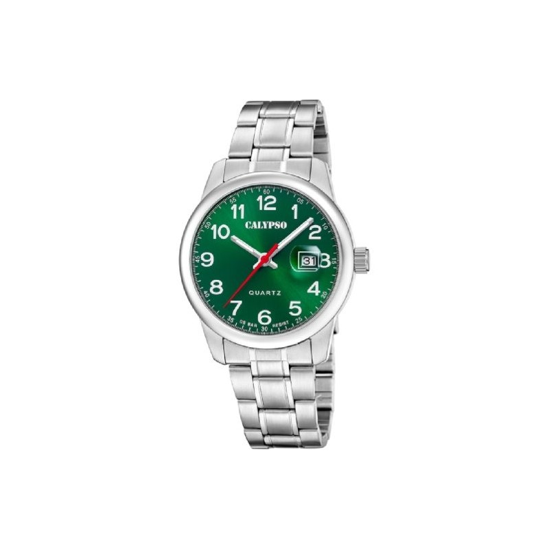 Orologio Uomo Calypso K5872/5 Classico Con Quadrante Verde E Cinturino Acciaio