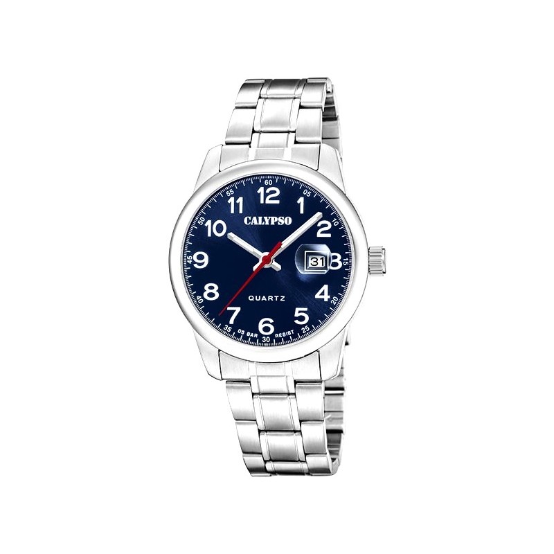 Orologio Uomo Calypso K5872/4 Classico Con Quadrante Blu E Cinturino Acciaio