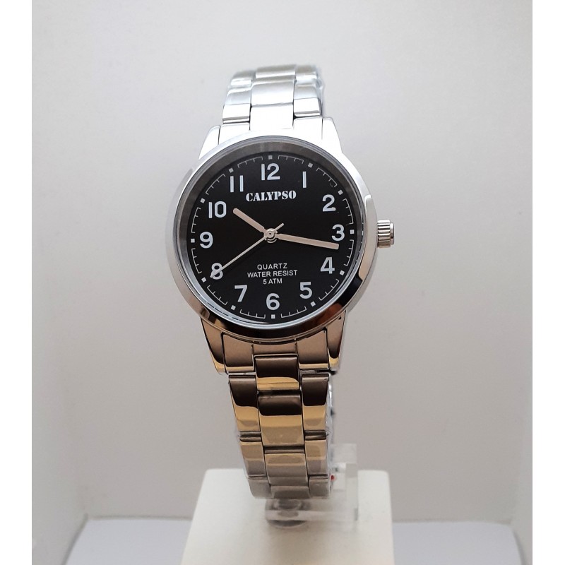 Orologio Donna Calypso K5859/4 Classico Con Quadrante Nero E Cinturino Acciaio