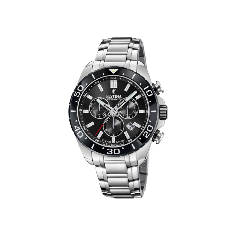 Orologio Uomo Festina F20042/4 Cronografo Swiss Made Con Quadrante E Ghiera Neri