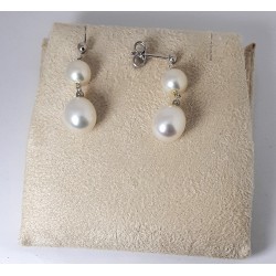 Orecchini Donna MIKIKO MO1024O4FABI999 Pendenti In Oro Bianco Con Perle