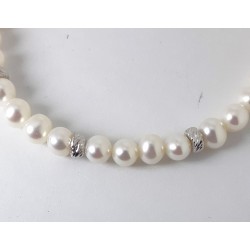 Bracciale Donna MIKIKO MR0717O4FCBI045 In Perle Con Chiusura E Dischetti In Oro Bianco