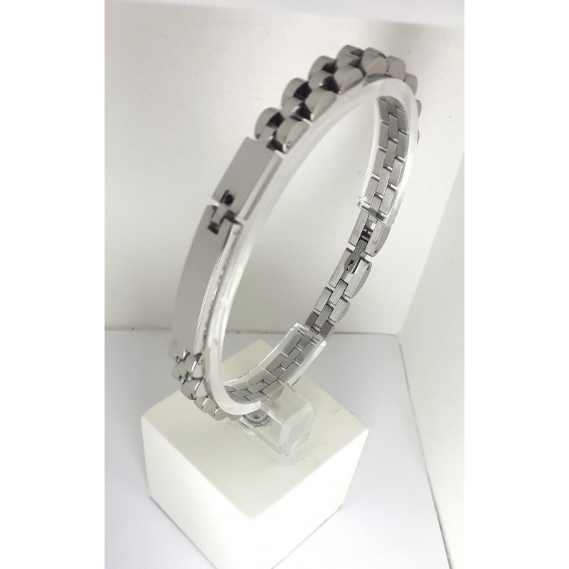 Bracciale Uomo Ananda Steel AXBR04 PN In Acciaio Con Piastra e Pietra Nera