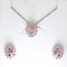 Completo Collana E Orecchini Gioja Argento CBR54 R In Argento Con Pietre Rosa