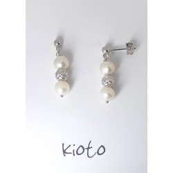 Orecchini Donna Kioto 361CORTO Pendenti In Oro Bianco Con Perle Coltivate