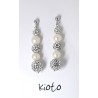 Orecchini Donna Kioto ORLUNGO Pendenti In oro Bianco Con Perle E Strass