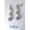 Orecchini Donna Kioto ORLUNGO Pendenti In oro Bianco Con Perle E Strass