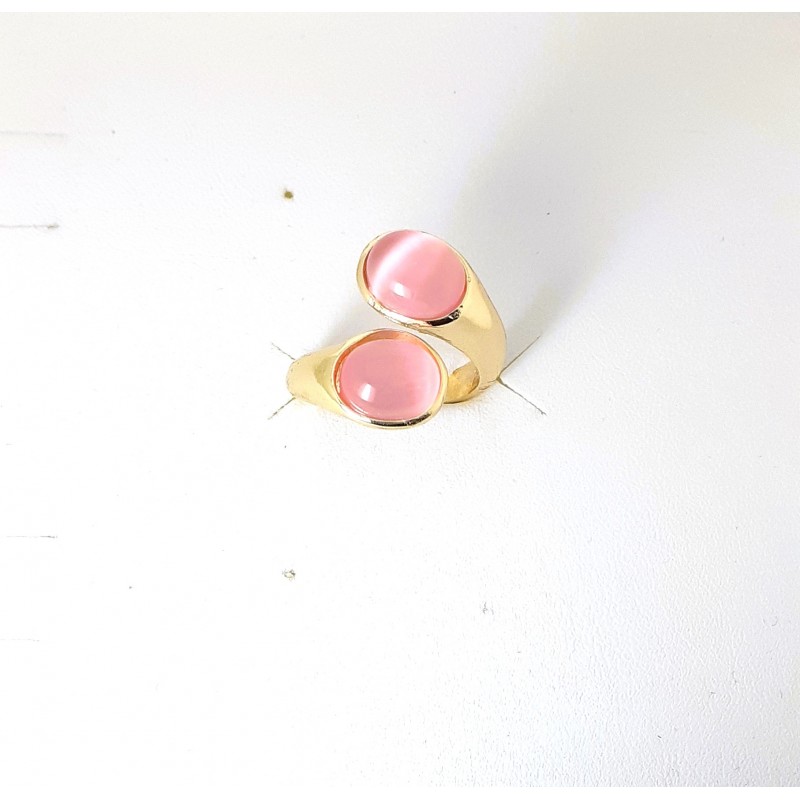 Anello Donna Sovrani J8878 In Ottone Dorato A Contrarié Con Pietre Rosa