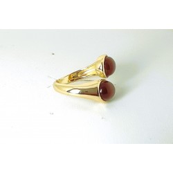 Anello Donna Sovrani J8873 In Ottone Dorato A Contrarié Con Pietre Marroni