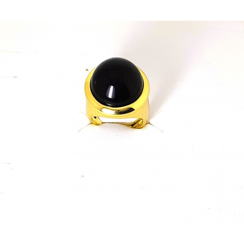 Anello Donna Sovrani J8259M13 In Ottone Dorato Con Pietra Nera