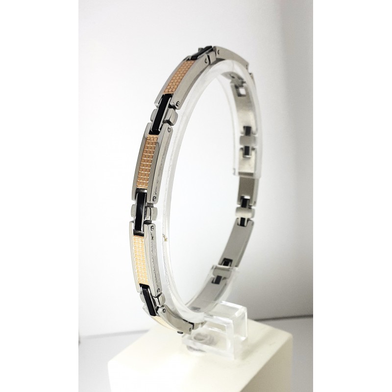 Bracciale Uomo ARKANO BAC143R In Acciaio Con Particolari Rosé E Neri